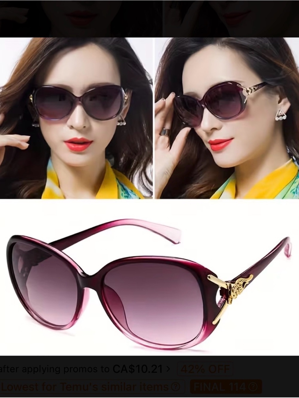 ⭐️ Women’s Oversized Gradient Purple Sunglasses